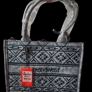 Montana West Blue and Gray Patterned Tote
